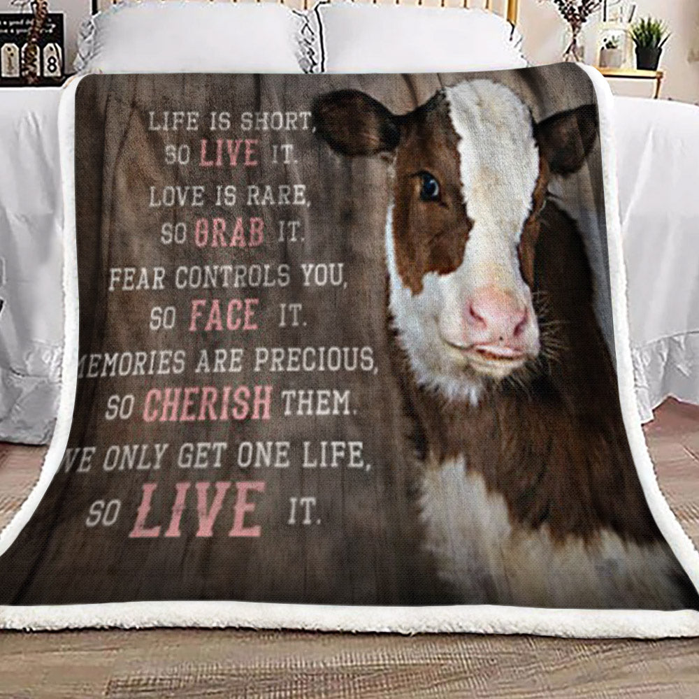 Live It Cow CL22100057MDF Sherpa Fleece Blanket