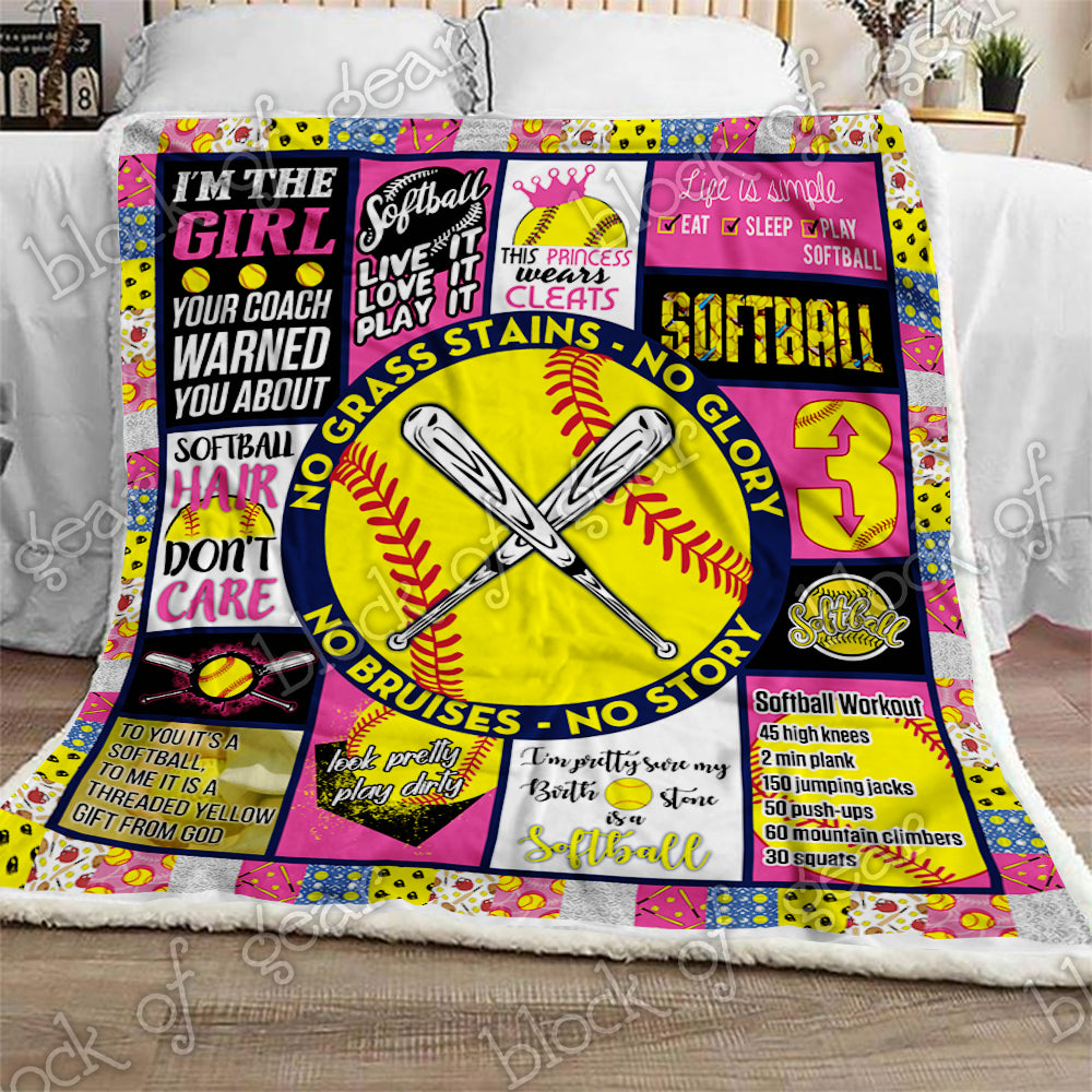 Live Love Softball CL210980MD Sherpa Fleece Blanket