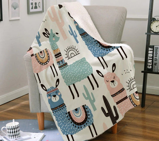 Llama CL260916MDF Sherpa Fleece Blanket