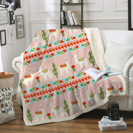 Llama Cactus CLA0910140F Sherpa Fleece Blanket