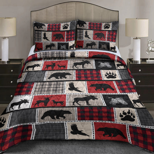 Rustic Deer And Moose CLA2709181B Quilt Bedding Set