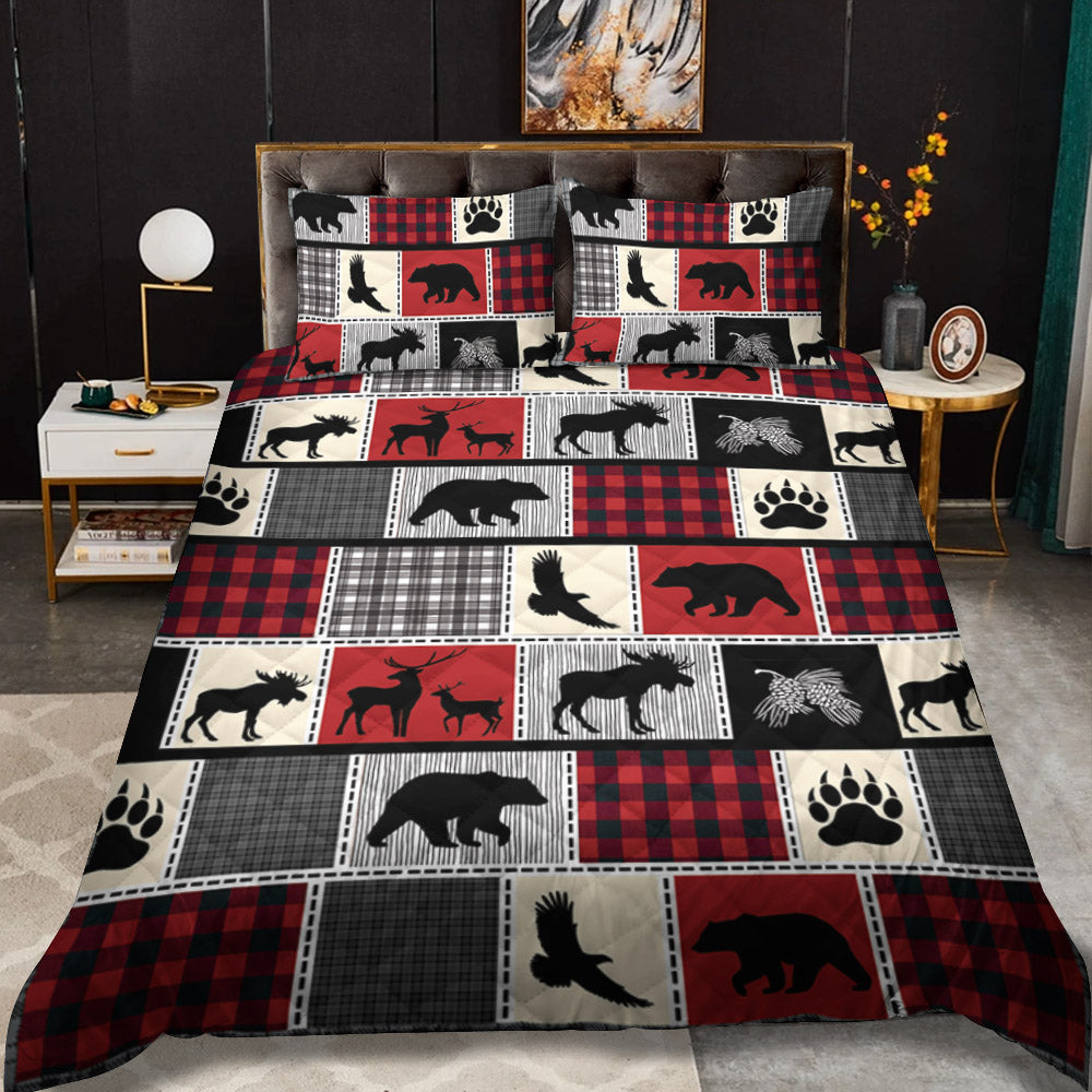 Lodge Bear And Moose CLM2309114B Quilt Bedding Set