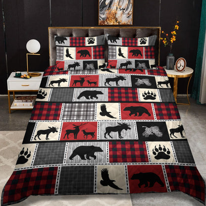 Lodge Bear And Moose CLM2309114B Quilt Bedding Set
