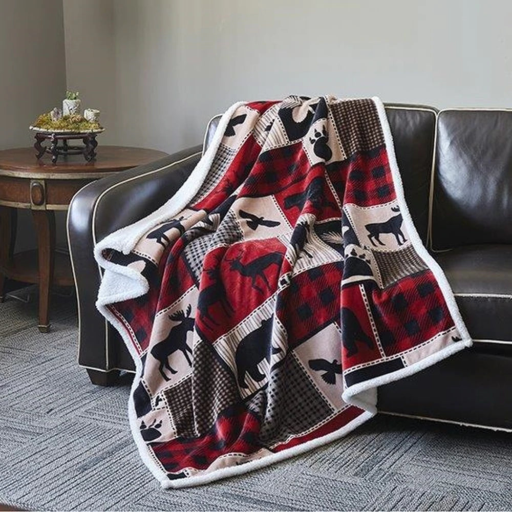 Lodge Life Moose CLM1810108S Sherpa Fleece Blanket