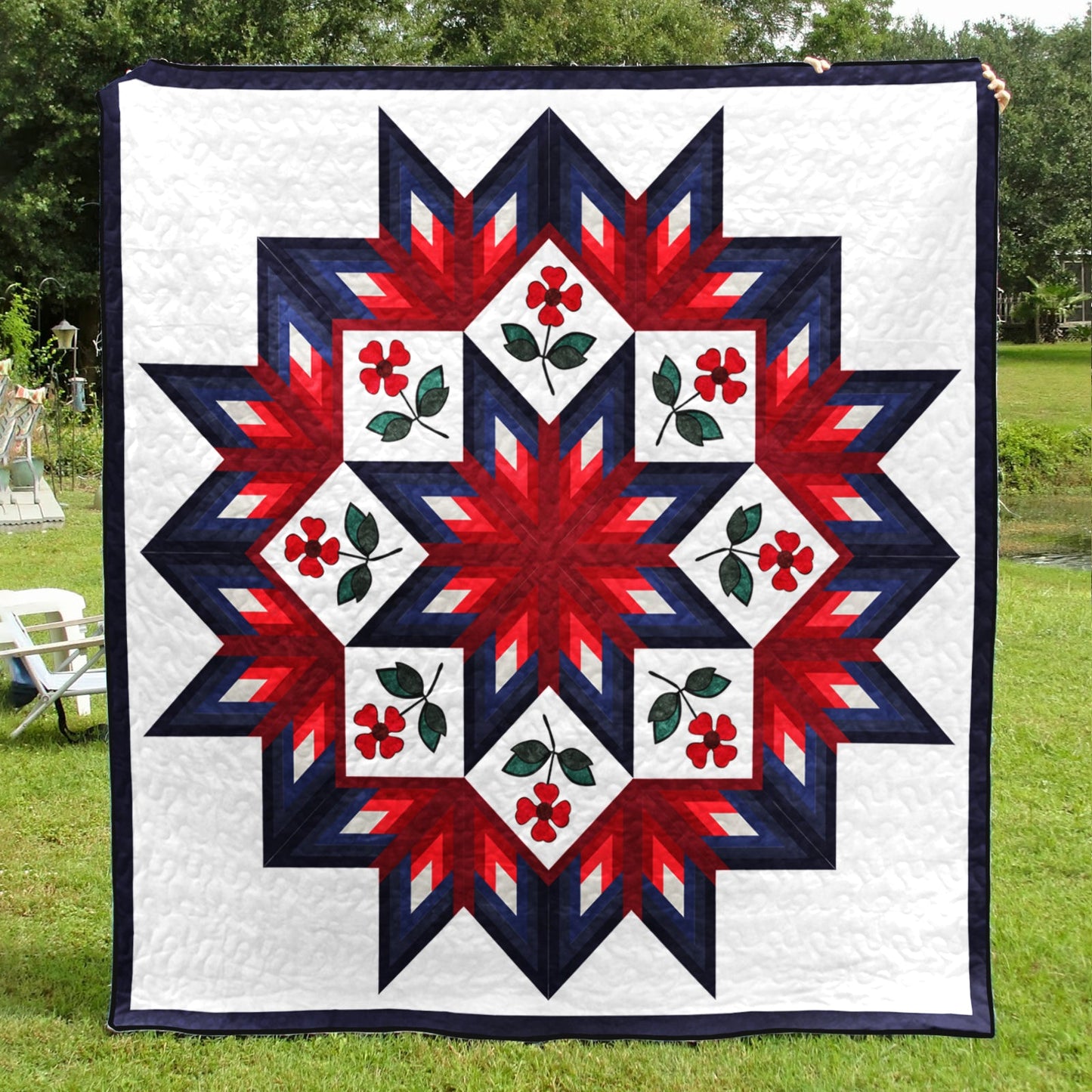 Log Cabin Broken Star & Flower Made Quilt Blanket MT260504A