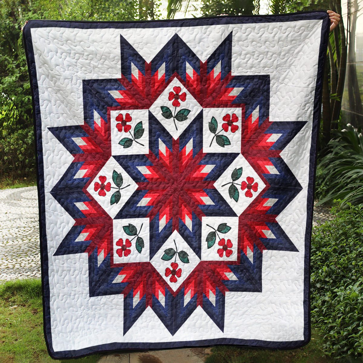 Log Cabin Broken Star & Flower Made Quilt Blanket MT260504A