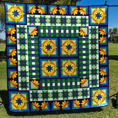 Log Cabin Sunflower Quilt Blanket MT240601D