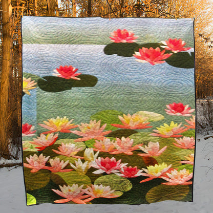 Lotus Flower CLA0910453Q Quilt Blanket