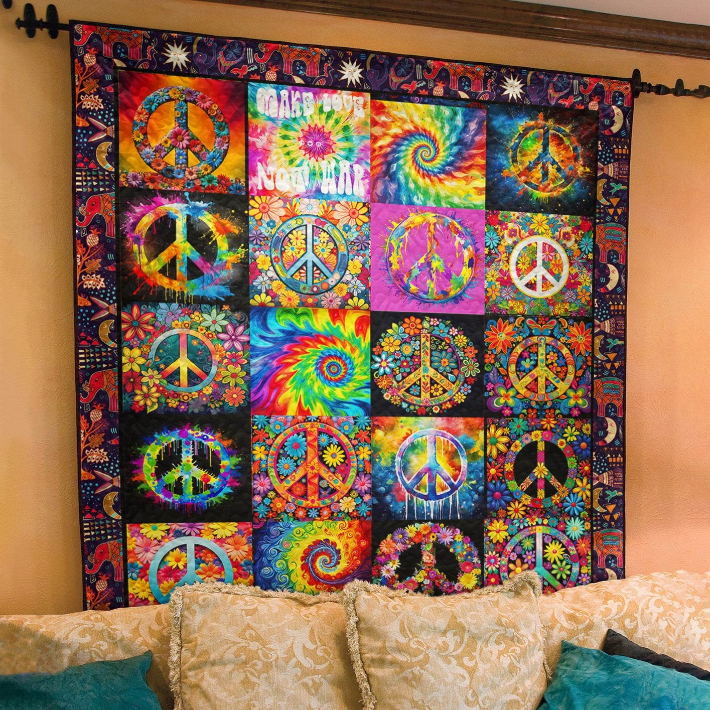 Love Peace Music CLA27078 Art Quilt