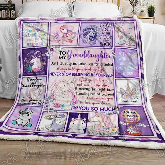Love My Unicorn Granddaughter CL1909123MDF Sherpa Fleece Blanket