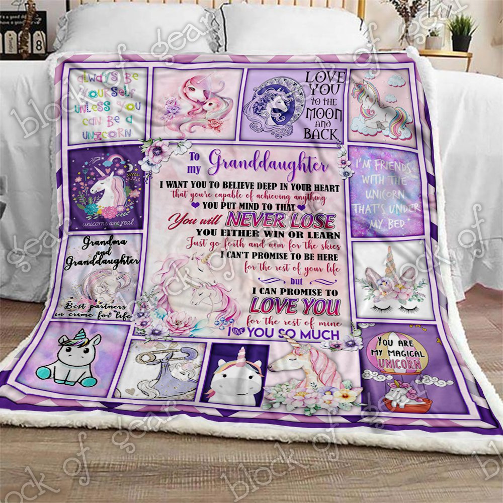 Love My Unicorn Granddaughter Grandma CL2709292MDF Sherpa Fleece Blanket