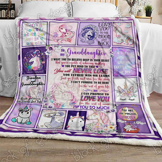 Love My Unicorn Granddaughter Grandma CL2709292MDF Sherpa Fleece Blanket