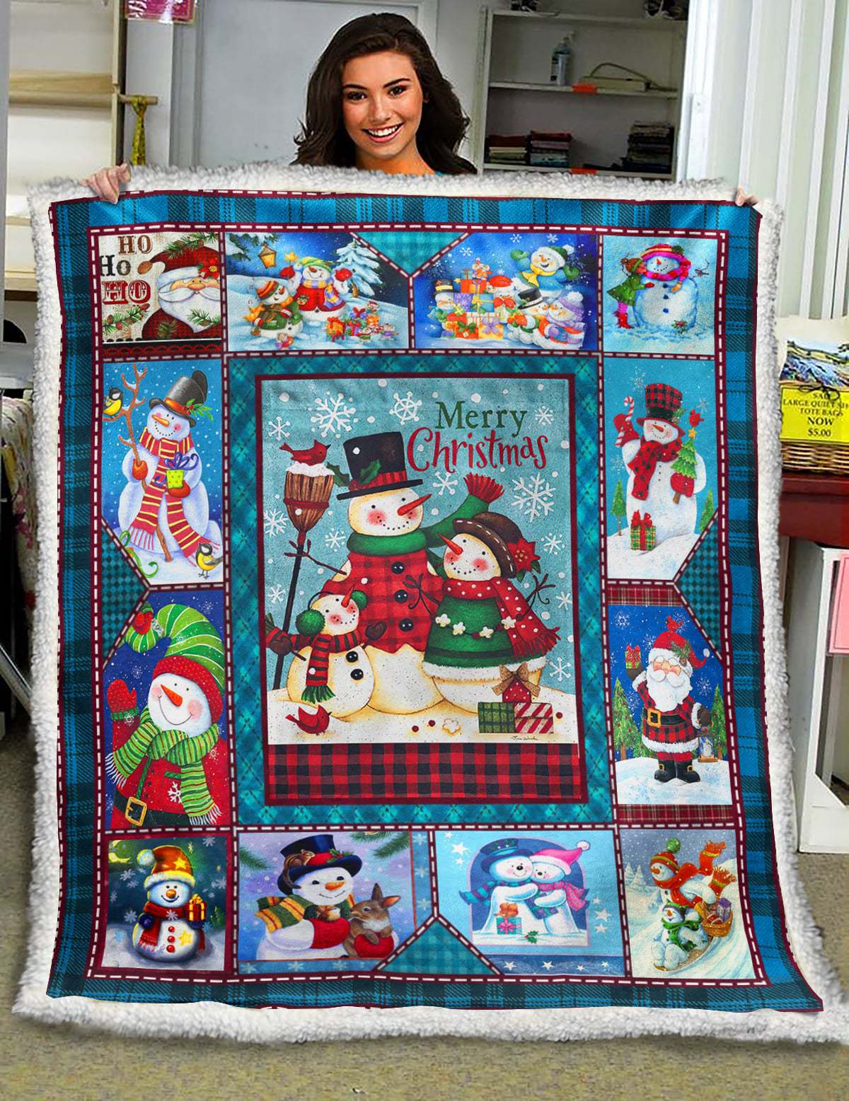 Lovely Snowman HM251009D Sherpa Fleece Blanket