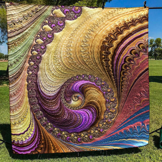 Luxe Colorful Fractal Quilt Blanket MT140603D