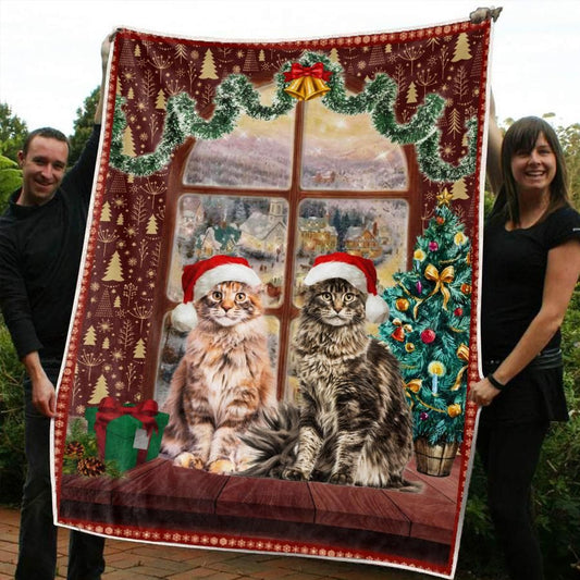 Maine Coon Cat Christmas CL20110780MDF Sherpa Fleece Blanket