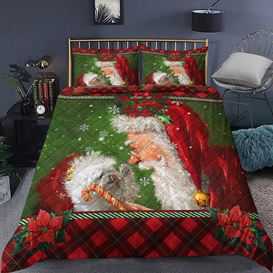 Maltese Puppy Smile With Santa Claus Quilt Bedding Set MT2809008