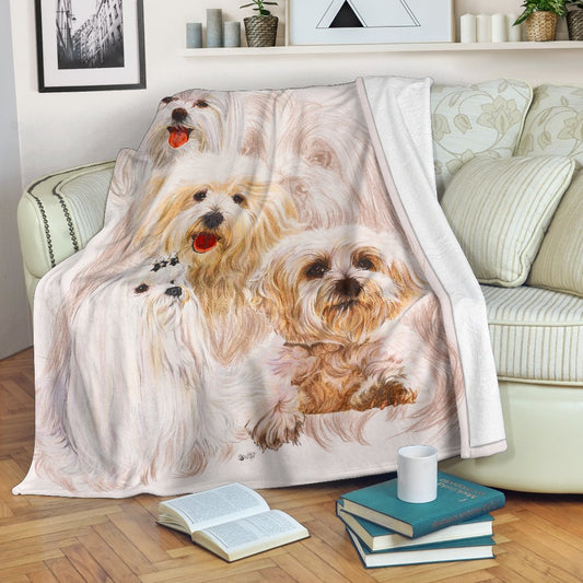 Maltese Dog CLM1710137S Sherpa Fleece Blanket