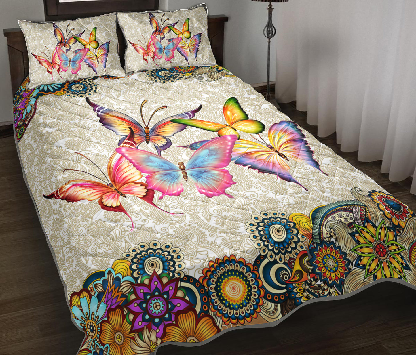 Mandala Butterfly Quilt Bedding Set TL230906