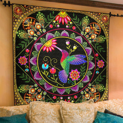 Mandala Hippie Hummingbird Quilt Blanket TL010706Y