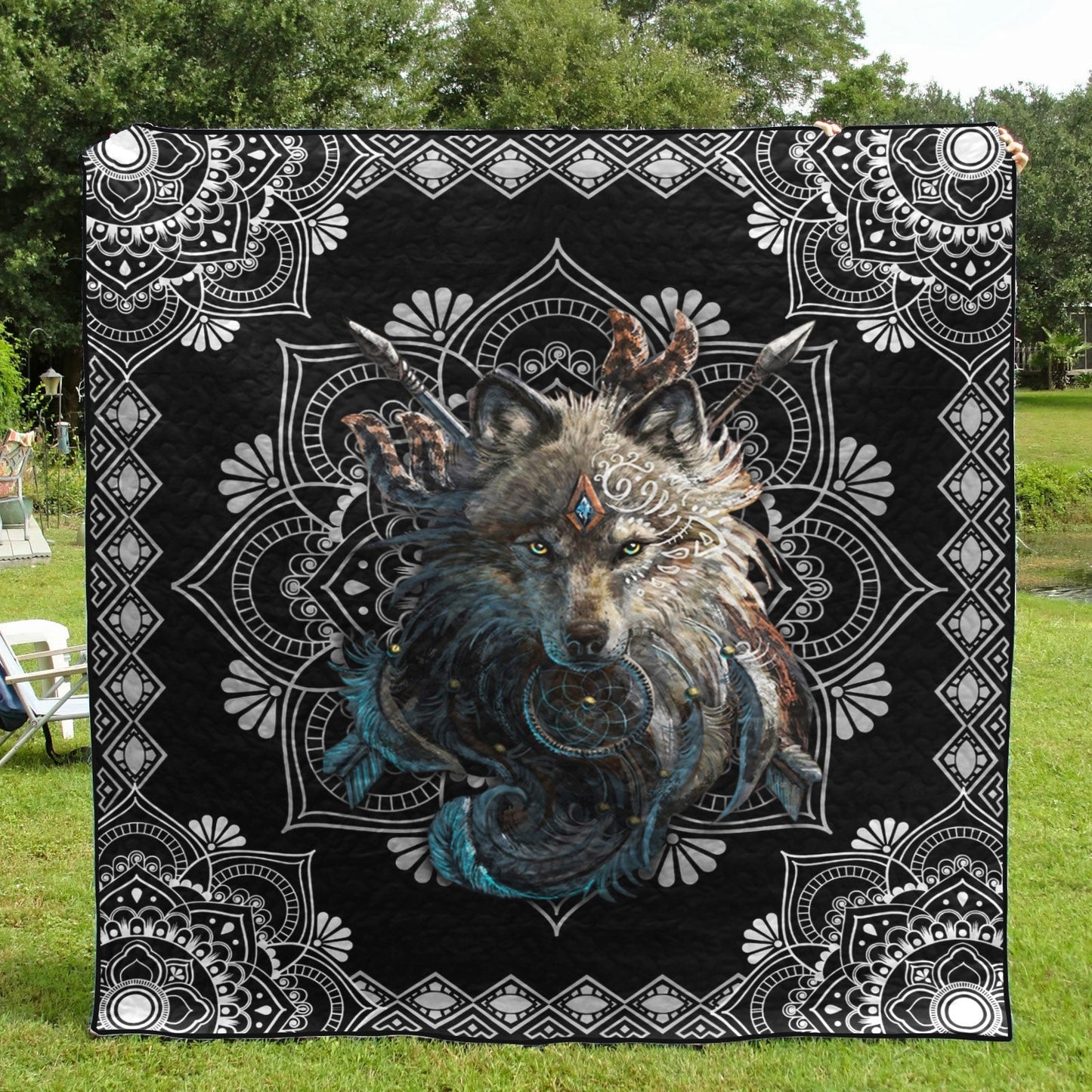 Mandala Wolf Quilt Blanket HM171201D