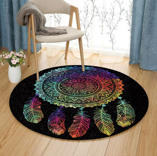 Mandala Dreamcarcher Colorful Native American Pride CLA1610348RR Round Area Rug
