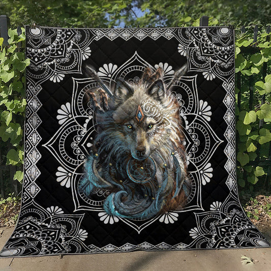 Mandala Wolf Quilt Blanket HM171201D