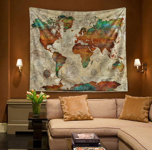 Map QN130807TM Decorative Wall Hanging Tapestry