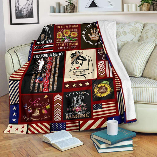 Marine Mom Strong CL29110470MDF Sherpa Fleece Blanket