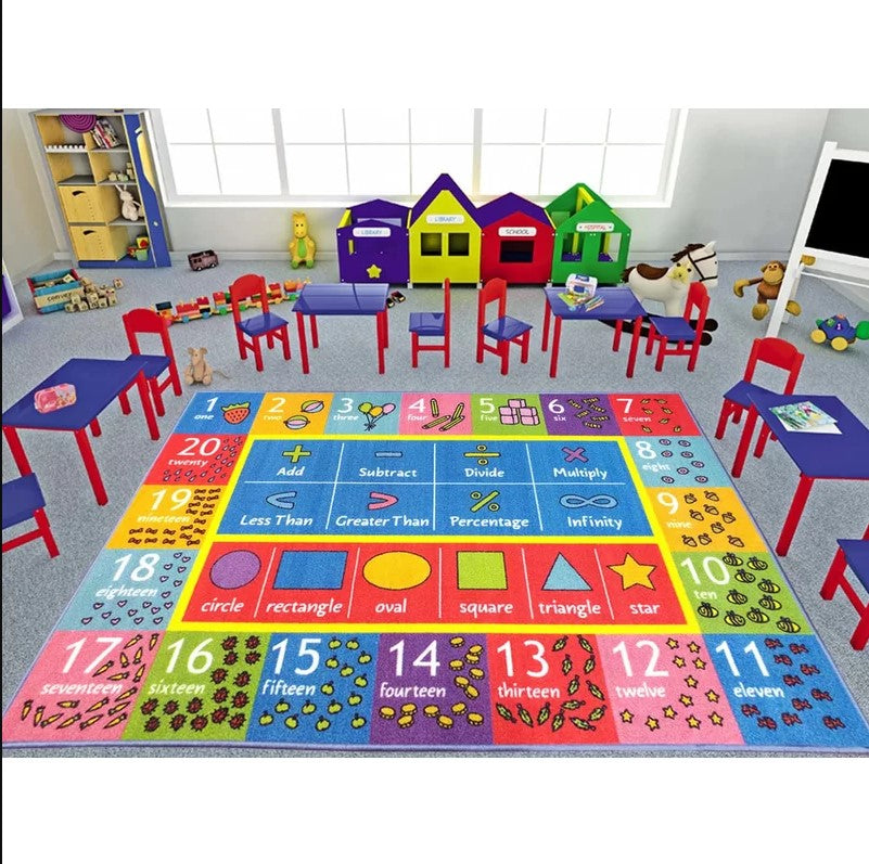 Math Symbols Numbers And Shapes Educational Learning CL240932MDR Rug