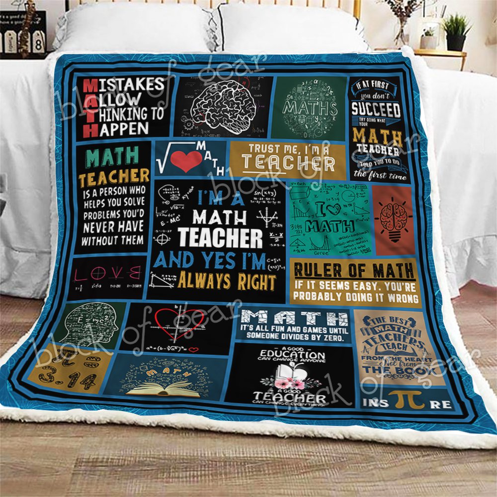 Math Teacher CL180965MDF Sherpa Fleece Blanket