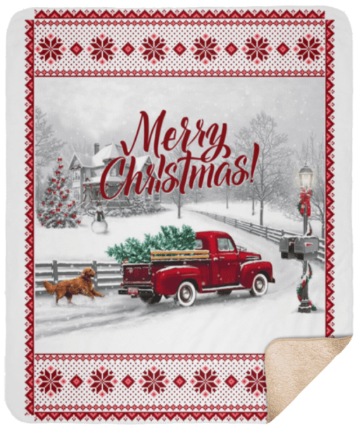 Merry Christmas Red Truck CLM1810113S Sherpa Fleece Blanket