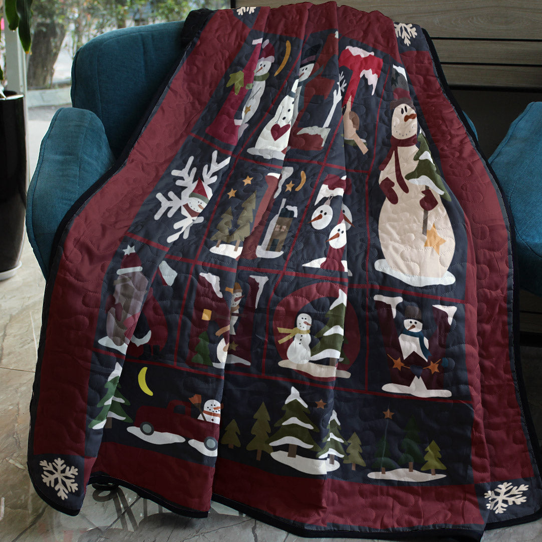 Merry Christmas Snowman CLH2111408Q Quilt Blanket