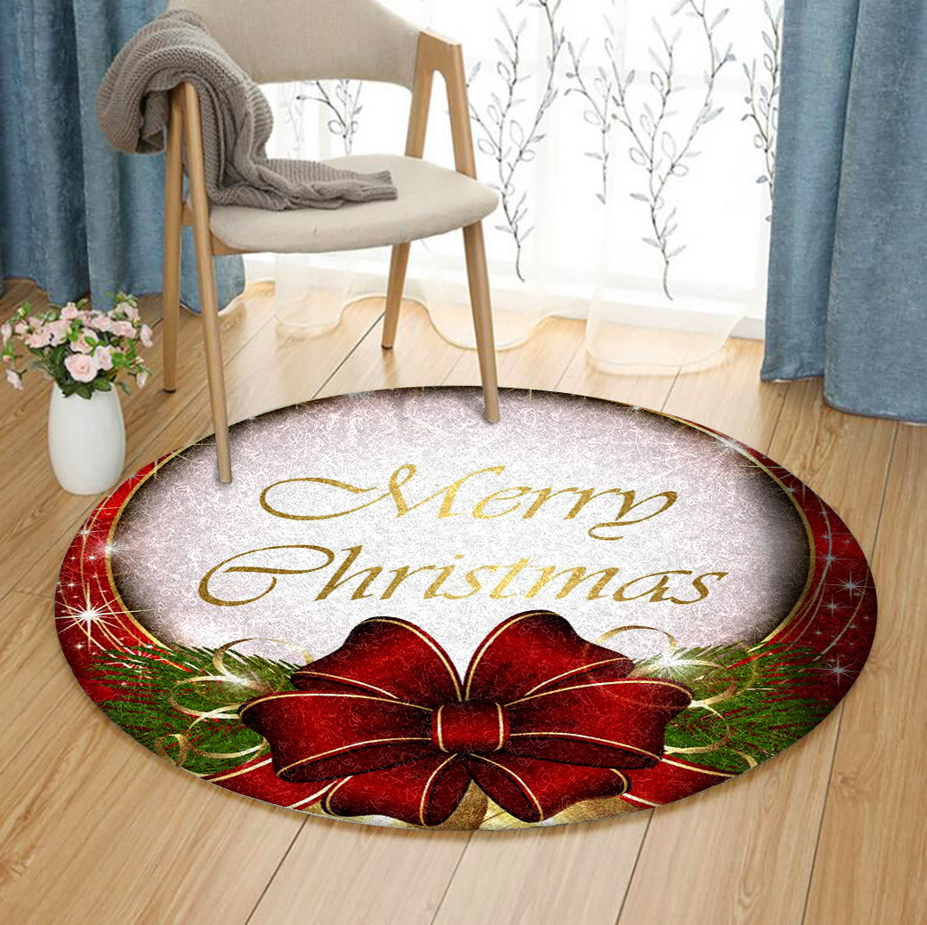 Merry Christmas HN140929RR Round Area Rug