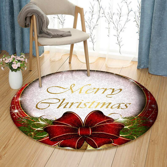 Merry Christmas HN140929RR Round Area Rug