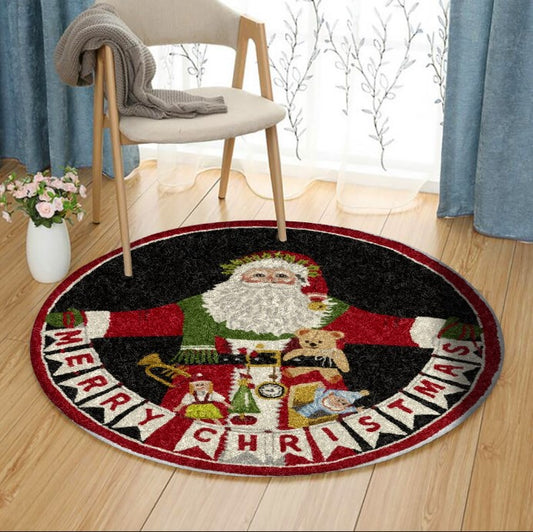 Merry Christmas Santa CLT0910086G Round Area Rug