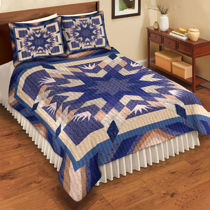 Microfiber In Blue Quilt Bedding Set MT270503ABS