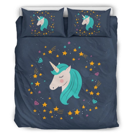 Midnight Blue Starry Night Unicorn CL11100159MDB Bedding Sets