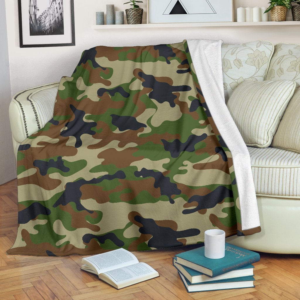 Military Green Camouflage CL16100375MDF Sherpa Fleece Blanket