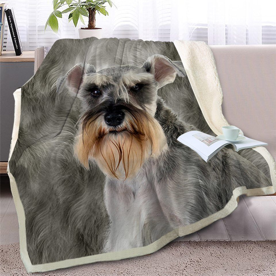 Miniature Schnauzer CL140862MD Sherpa Fleece Blanket