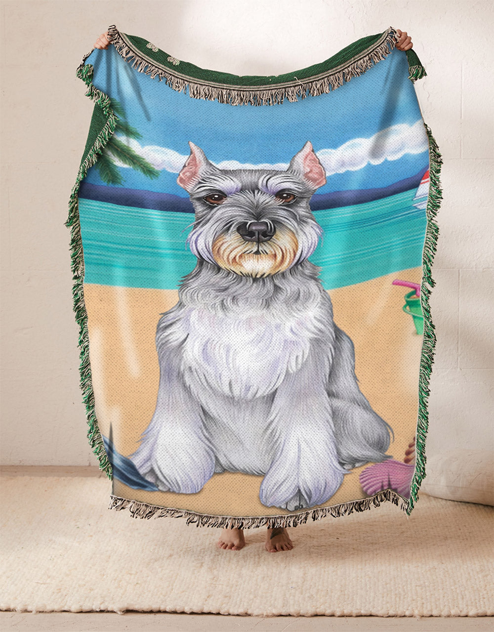 Miniature Schnauzer Beach DV2110182S Throw Blankets For Sofa