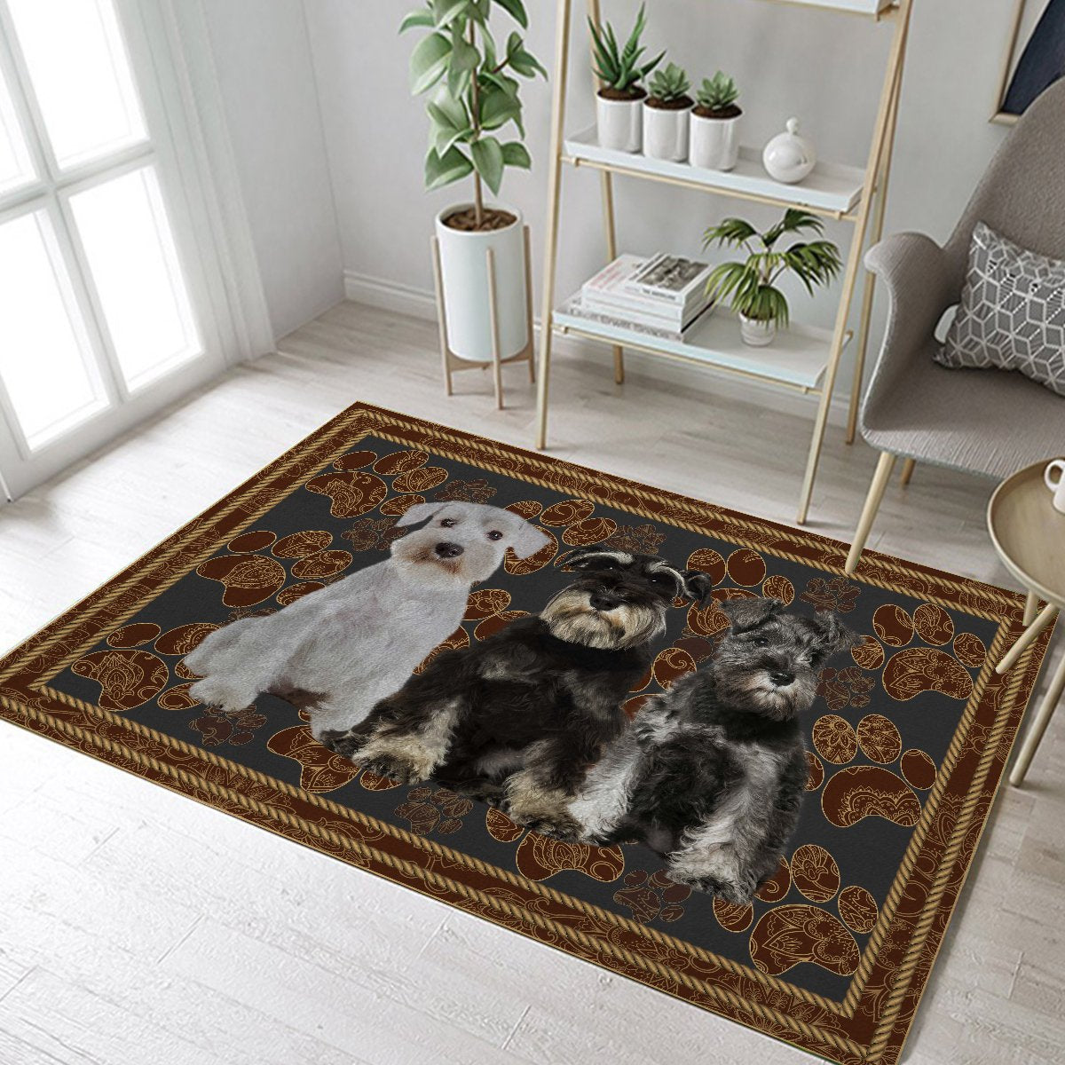 Miniature Schnauzer Floral Paw CL08100191MDR Rug