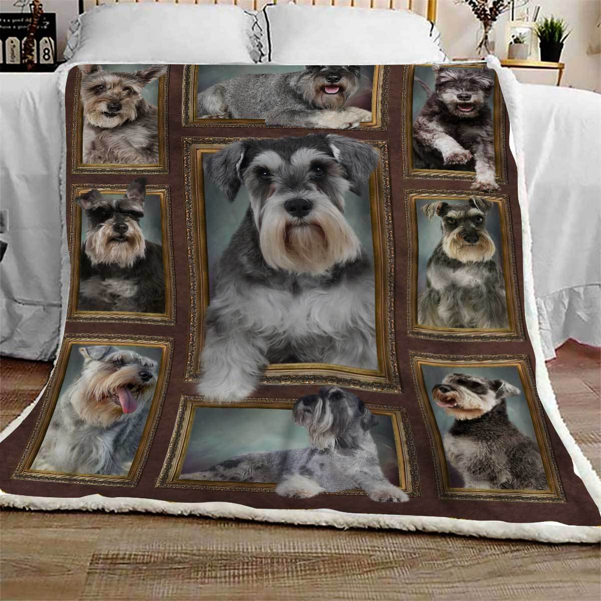 Miniature Schnauzer Frame CL09100152MDF Sherpa Fleece Blanket