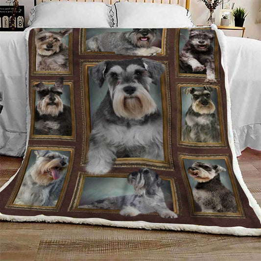 Miniature Schnauzer Frame CL09100152MDF Sherpa Fleece Blanket