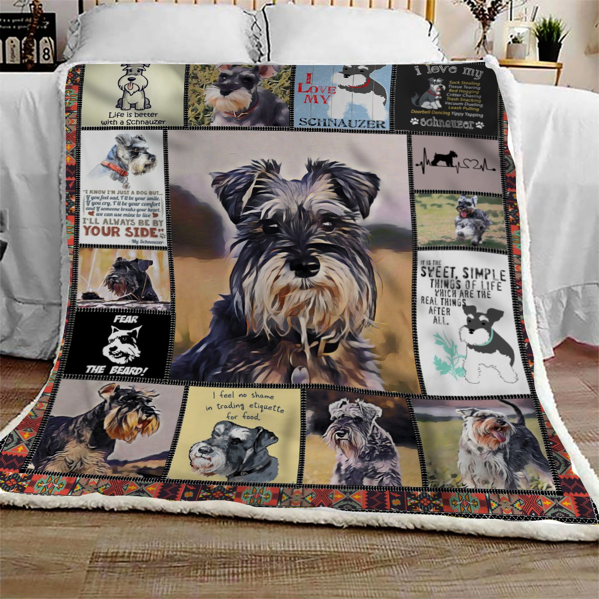 Miniature Schnauzer Sweet CL10100185MDF Sherpa Fleece Blanket