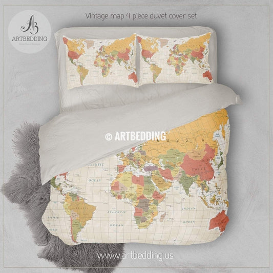 Modern Detailed World Map CL25100389MDB Bedding Sets