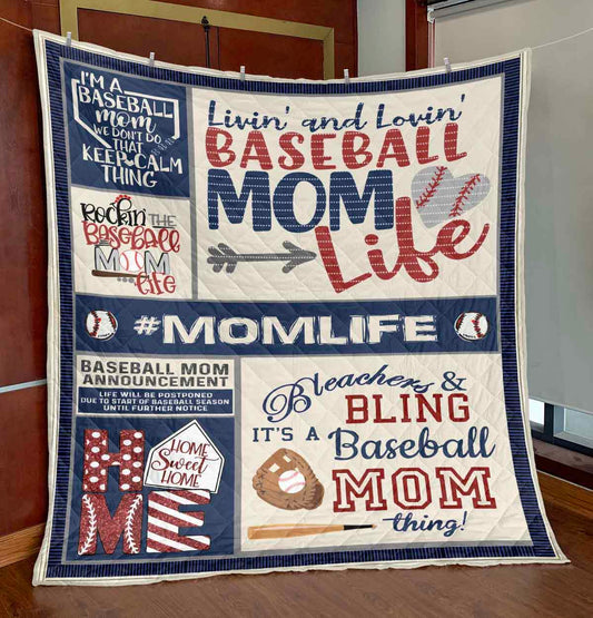 Mom Baseball Life PKT240636 Quilt Blanket