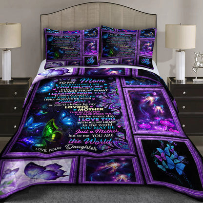 To My Mom I Love You With All My Heart Butterfly Quilt Bedding Set HN11042308QB