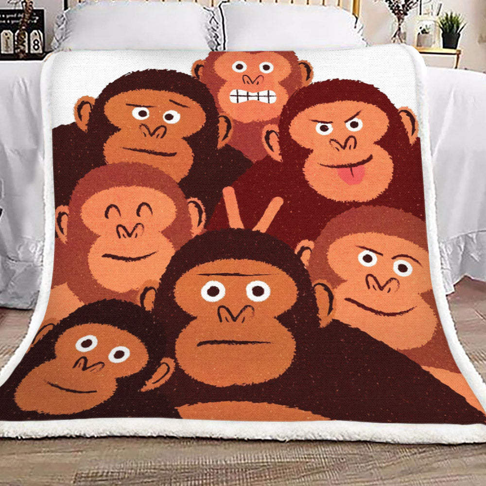 Monkey Friends HT1010110TT Sherpa Fleece Blanket