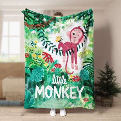 Monkey TN0110108TT Sherpa Fleece Blanket