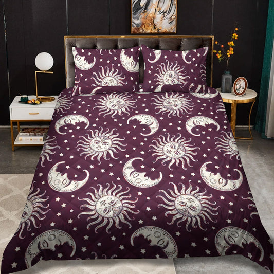 Moon Sun Celestial CL12100430MDB Quilt Bedding Set